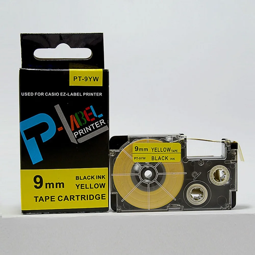 

9mm Black on Yellow EZ label tape cartridge XR-9YW/XR-9YW1 For EZ label printer KL-8800 KL-820 KL-170 KL-780 KL-60 CW-L300