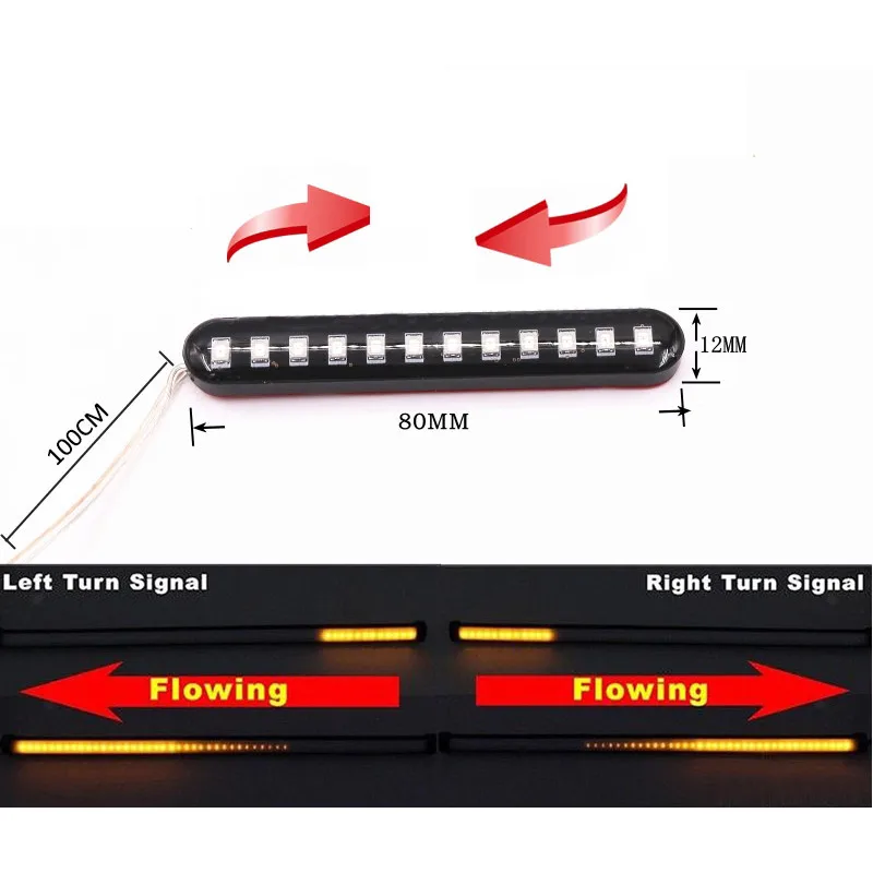 12LED 5050 струящиеся полоски для воды мотоциклетные велосипедные задние тормоза