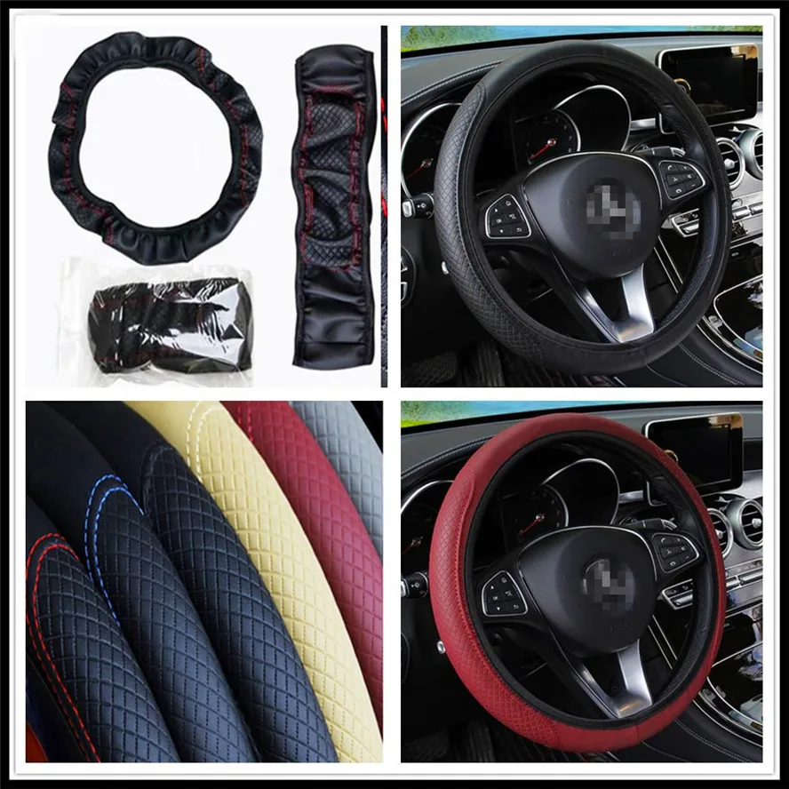 Оплетка на руль автомобиля 38 см из искусственной кожи для Peugeot 206 307 406 407 207 208 308 508