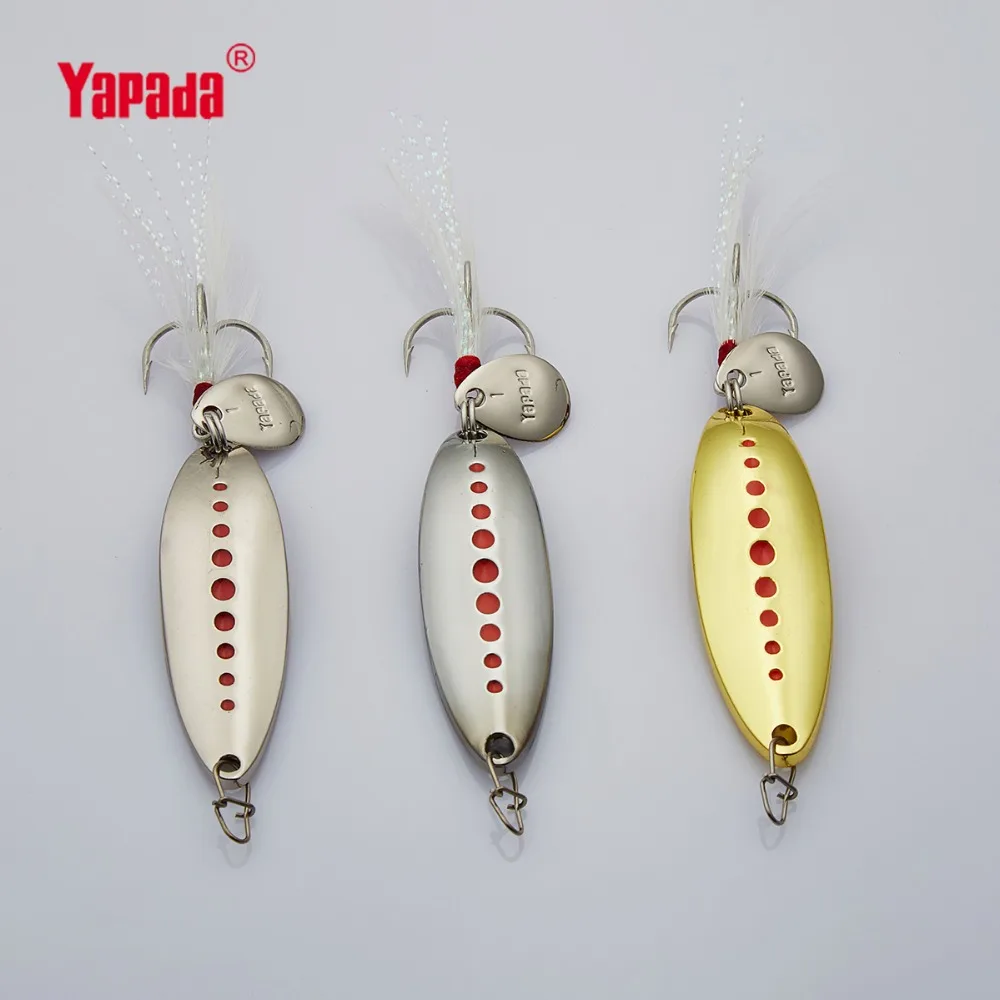 YAPADA ложка 012 новая пиявка 10 г/15 г/20 г тройной крючок+ перо+ Блестки 55 мм/55 мм/58 мм многоцветная металлическая ложка рыболовные приманки