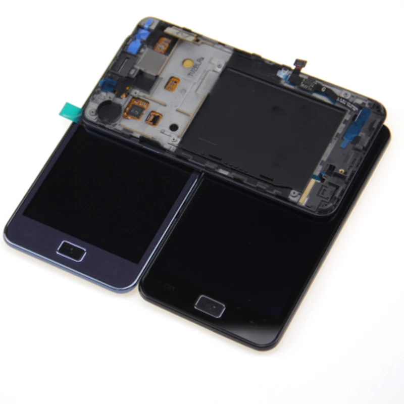 Супер AMOLED ЖК-дисплей + сенсорный экран дигитайзер рамка в сборе для Samsung Galaxy S2 I9100