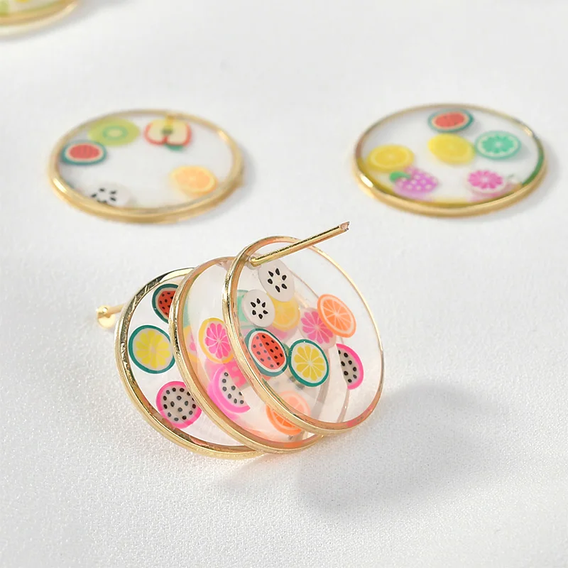 

Fun fruit handmade geometric round shape alloy charms diy jewelry earrings/necklace pendants accessory