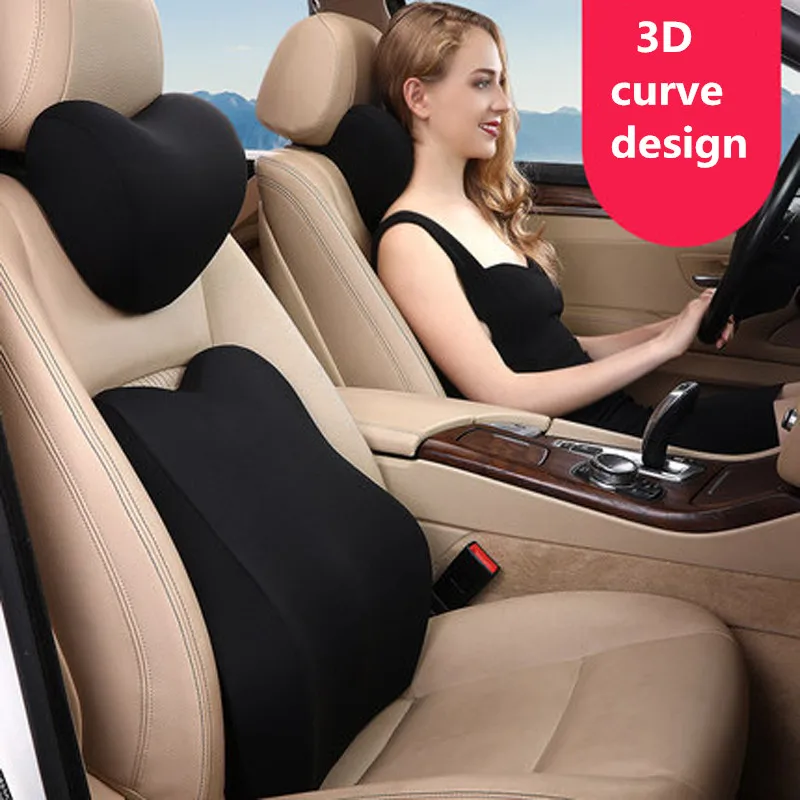 3D подушка для сиденья автомобиля наборы подушек шеи хлопковая поддержки талии