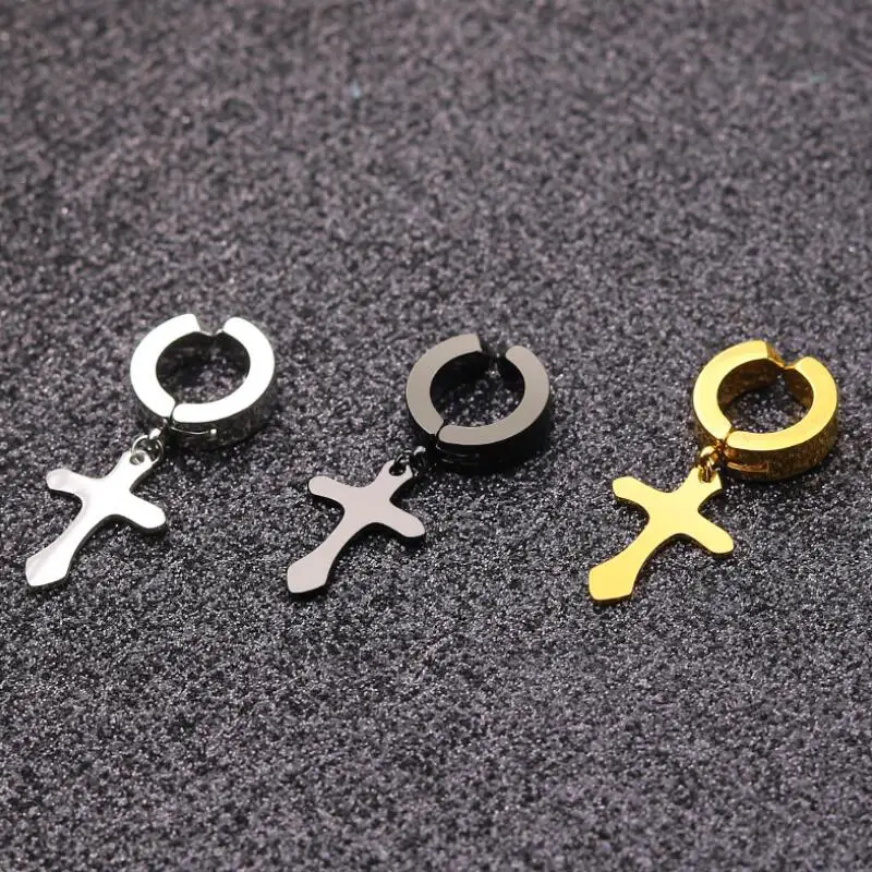 Серьги манжеты из нержавеющей стали 316 серьги с крестом для мужчин и