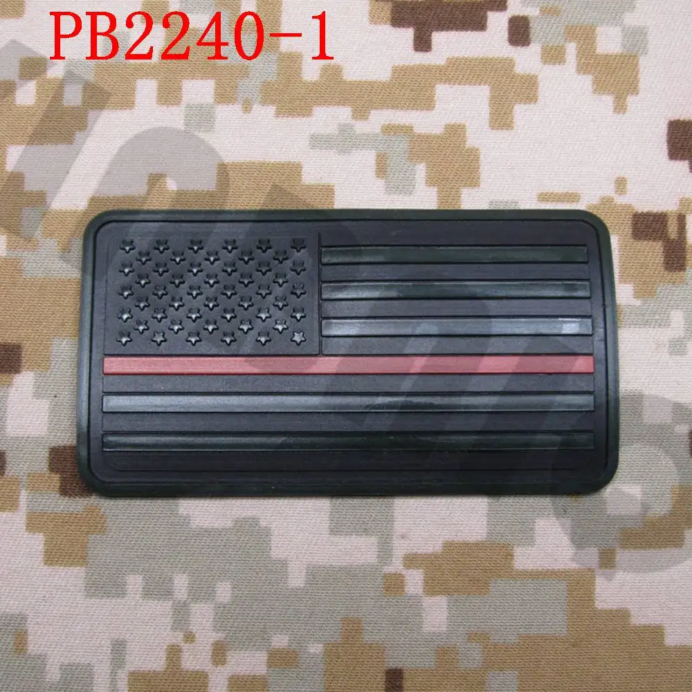 PB2240 Green 3D ПВХ патч тонкая красная линия американский флаг Пожарный спасательный огонь для поддержания боевого духа - Цвет: PB2240 Green
