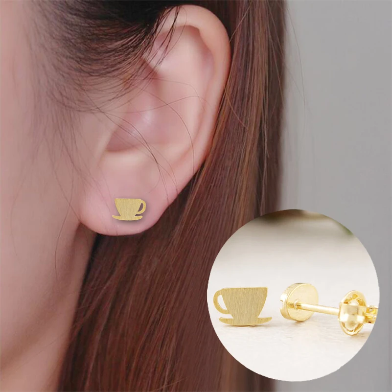 Женские серьги пусеты Shuangshuo маленькие с чашкой для чая 2017|fashion stud earrings|stud earringsstud