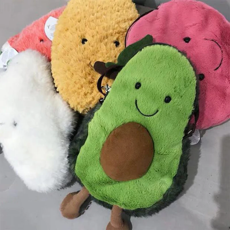 2019 Авокадо Фрукты плюшевый милый набитый куклы сумка на молнии портативный для