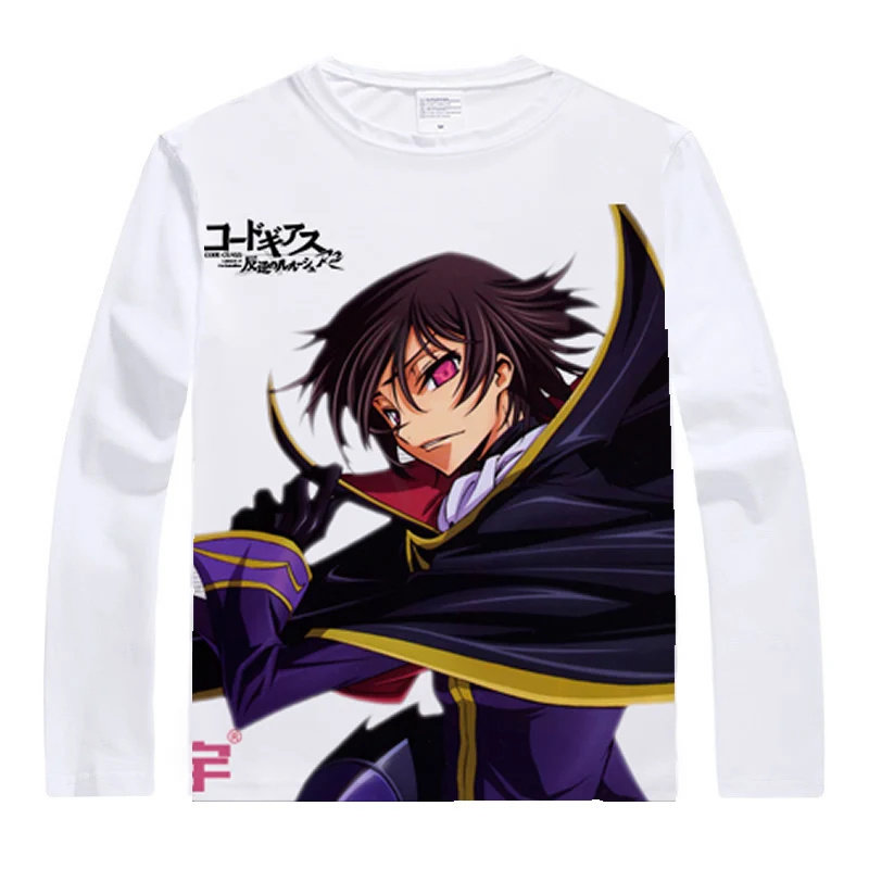 Code Geass Lelouch of the Rebellion футболки Для мужчин в стиле хип хоп с длинным рукавом