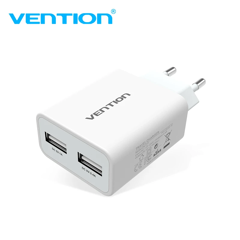 Зарядное устройство Vention с двумя USB портами 5 В 1 А 2 4 А|Зарядные устройства для