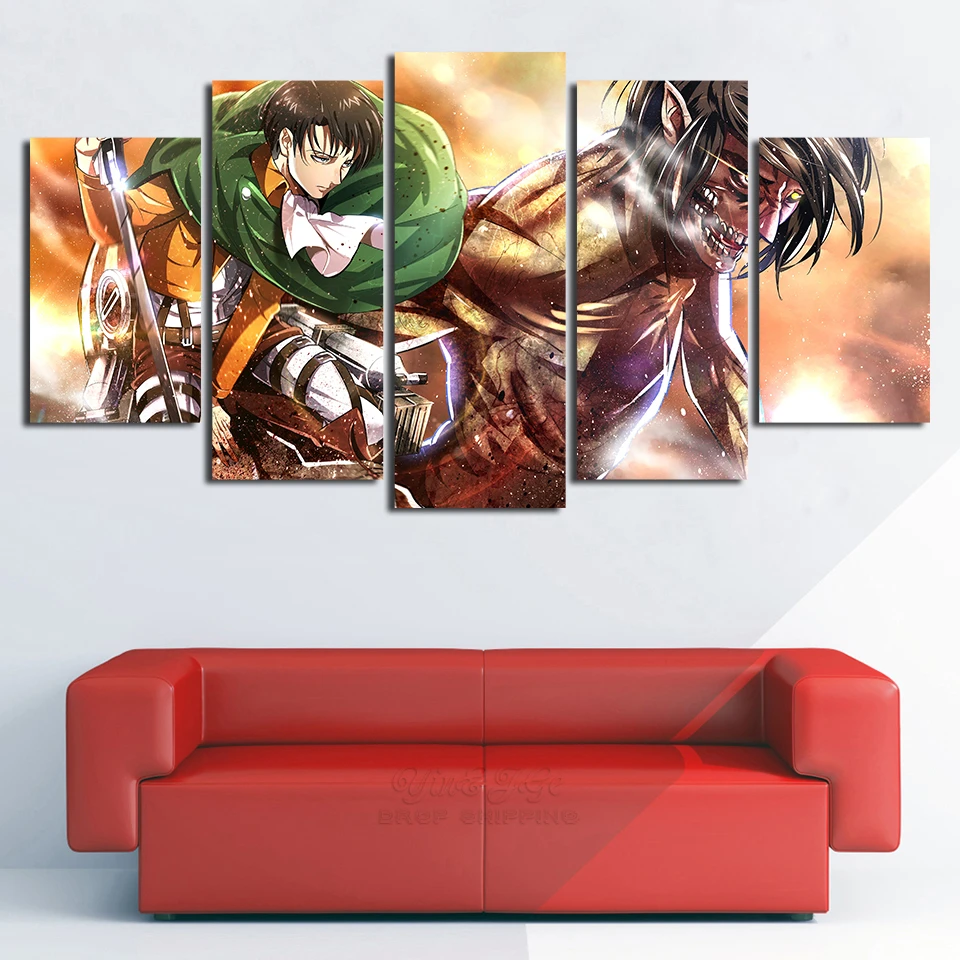 Wall Art Печать на холсте украшения дома 5 штук для косплея по аниме атака Титанов