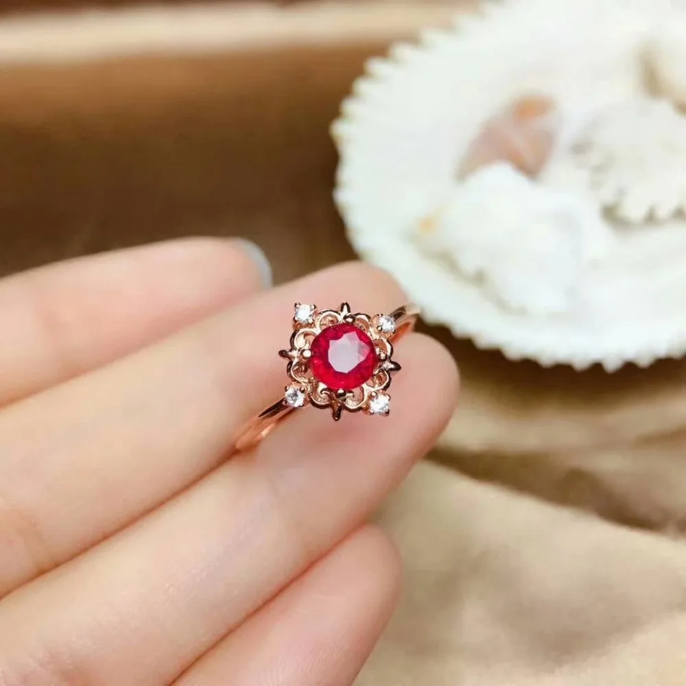 Женские кольца из рубинового драгоценного камня shilovem Настоящее серебро 925 пробы