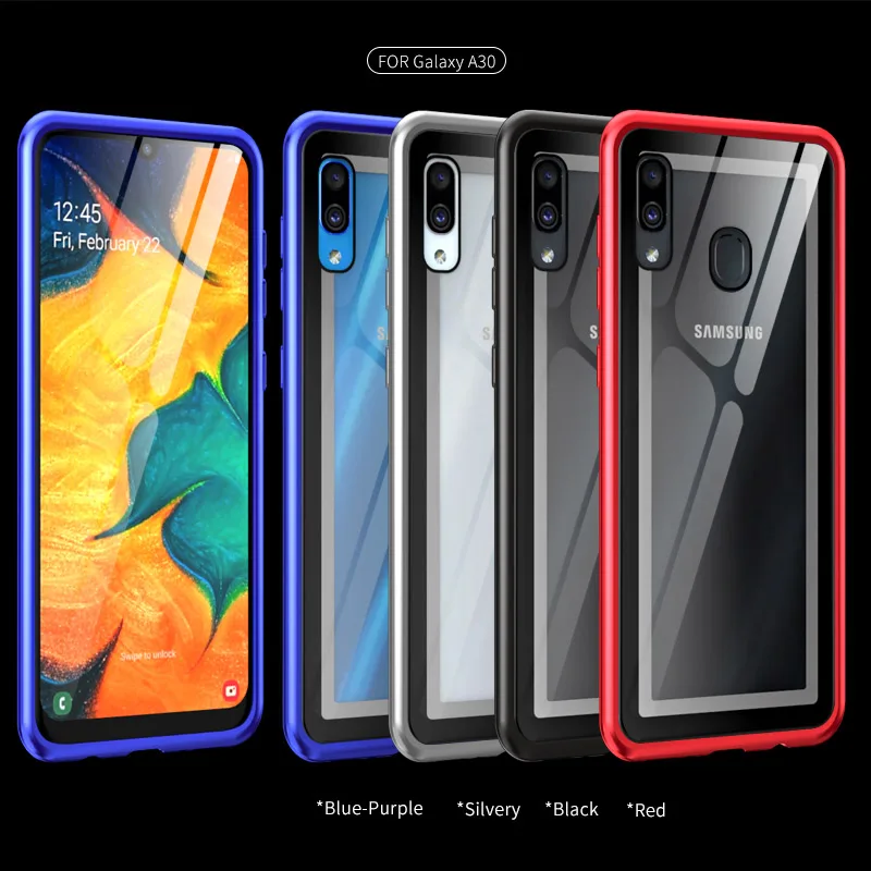 Роскошный полный защитный чехол для Samsung a50 360 прозрачный закаленное стекло
