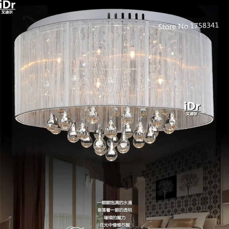 

D450*H320MM best selling modern simple fabric crystal ceiling chandelier lights with Name Brand +free shipping