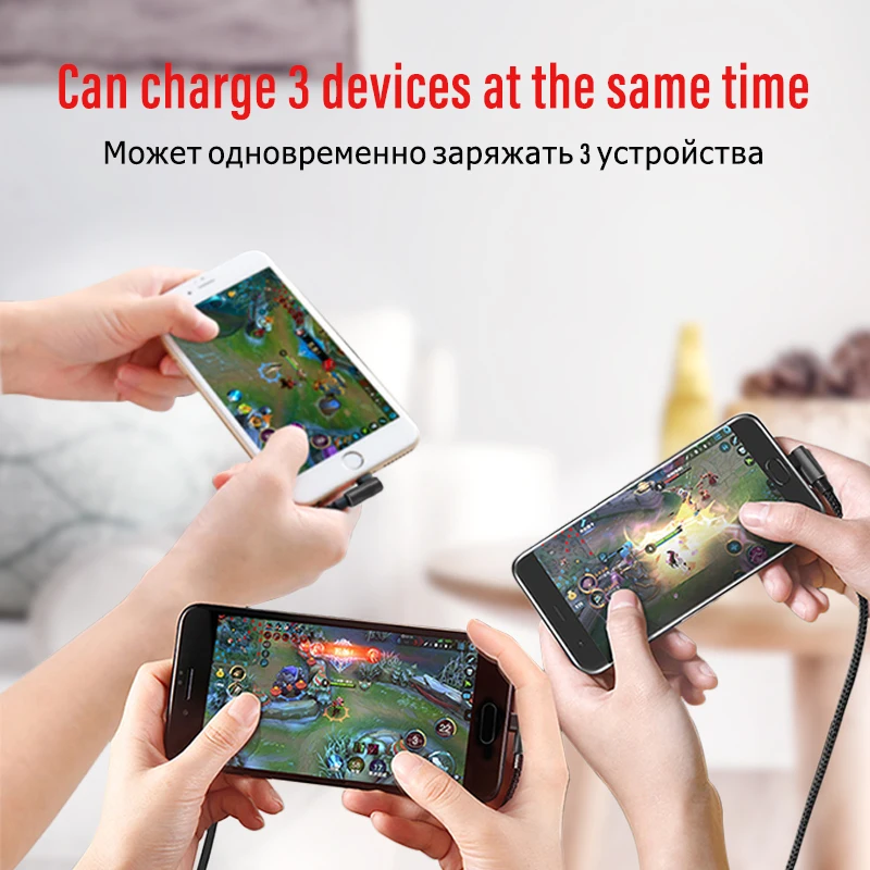 !ACCEZZ 3 in 1 Charging Sync Data Cable Lighting For iPhone XS Max XR Micro USB Type C Xiaomi Mi8 Samsung S10 Charger Cables | Мобильные