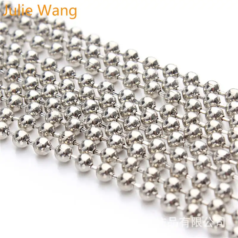 

Julie Wang 10 Yards 1.5/2/2.4mm Iron Beads Chain For Women Men Necklace Pendant Bracelet DIY Jewelry Making Finding Accessory