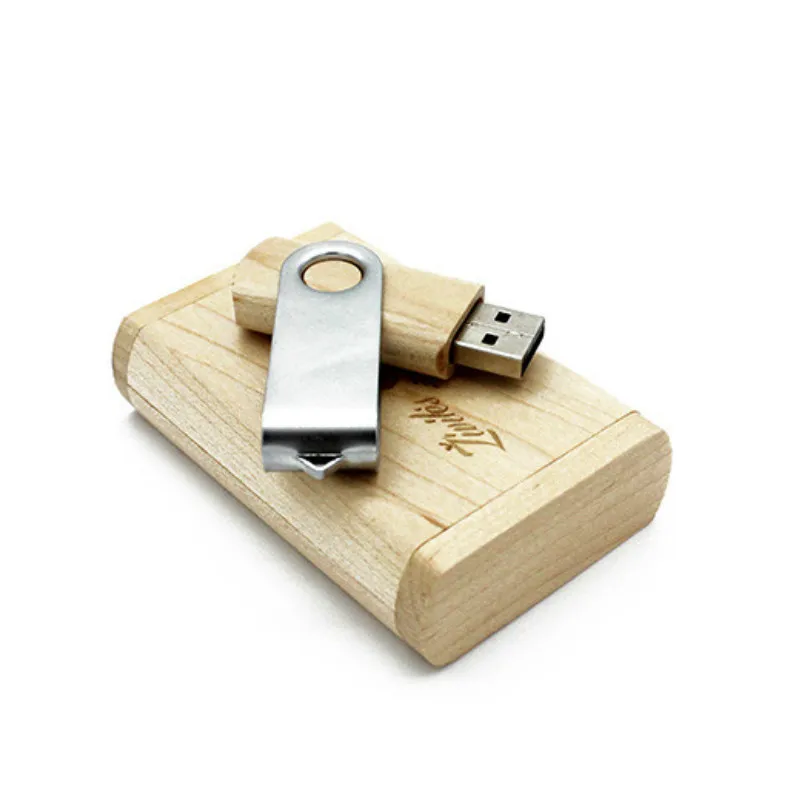 Кленовая Флэшка из натурального дерева с деревянной usb-частью металлический