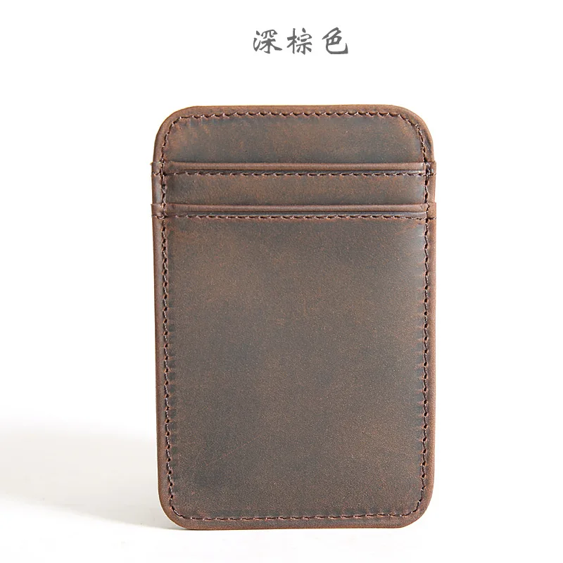 Dark brown CICICUFF ультра тонкий из натуральной кожи Удобная Обложка для автобусной карты пропуск ID Карманный банковский Чехол для карт винтажный верхний слой воловья кожа кошелек для карт - Цвет: Dark brown