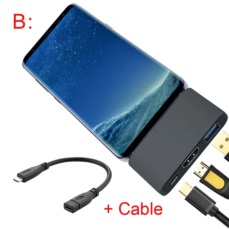Mosible USB C концентратор к HDMI для Dex samsung Phone Zend Переключатель концентратор USB 3,0 с адаптером питания для Macbook Pro/Air type-C док-станция