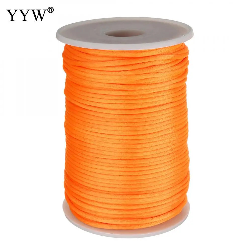 light reddish orange 24 цвета, 100 ярдов/шт, 2 мм, смешанный нейлоновый сатиновый шнур, шелковистый шнур макраме, Плетенный бисером, браслет, нить - Цвет: light reddish orange