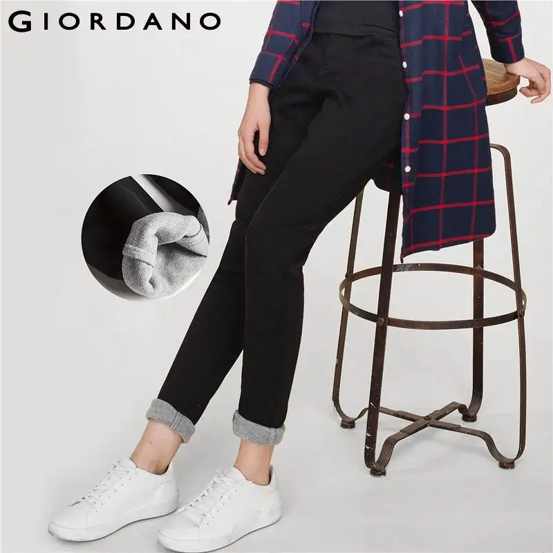 Koop Giordano Vrouwen Broek Vrouwen Rekbare Fleece Gevoerde Slim Fit Casual Broek Vrouwen Warm Smooth Zip Fly Broek Vrouwen Herfst Vrouwelijke