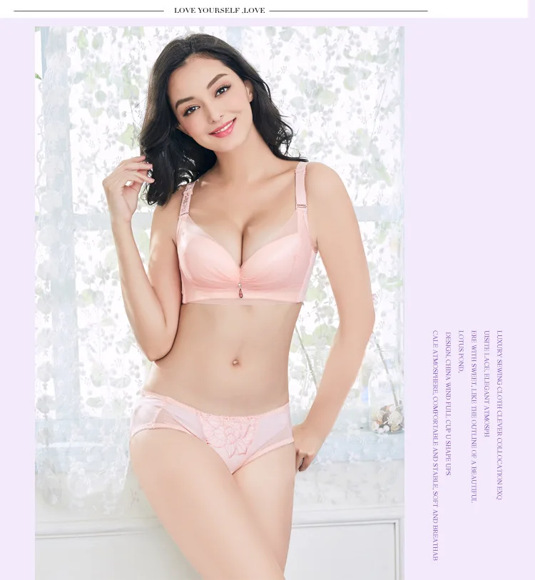 

Women Push Up Bra Tow-Hook-and-Eye Deep V Ultrathin Underwire Padded Lace Brassiere