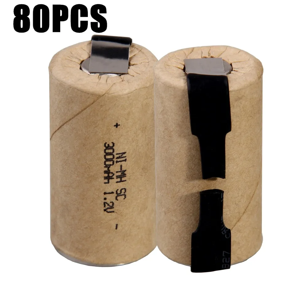 80 шт. SC 3000mah 1 2 v батарея NICD перезаряжаемые батареи для аварийного света игрушечное