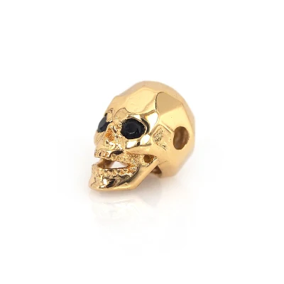 Gold 1pcs Волшебные бусины в виде рыбки и черепа для изготовления ожерелья, браслет с микро-проложенным соединителем, подвеска с подвеской в виде черепа в стиле панк, berloques - Цвет: Gold 1pcs