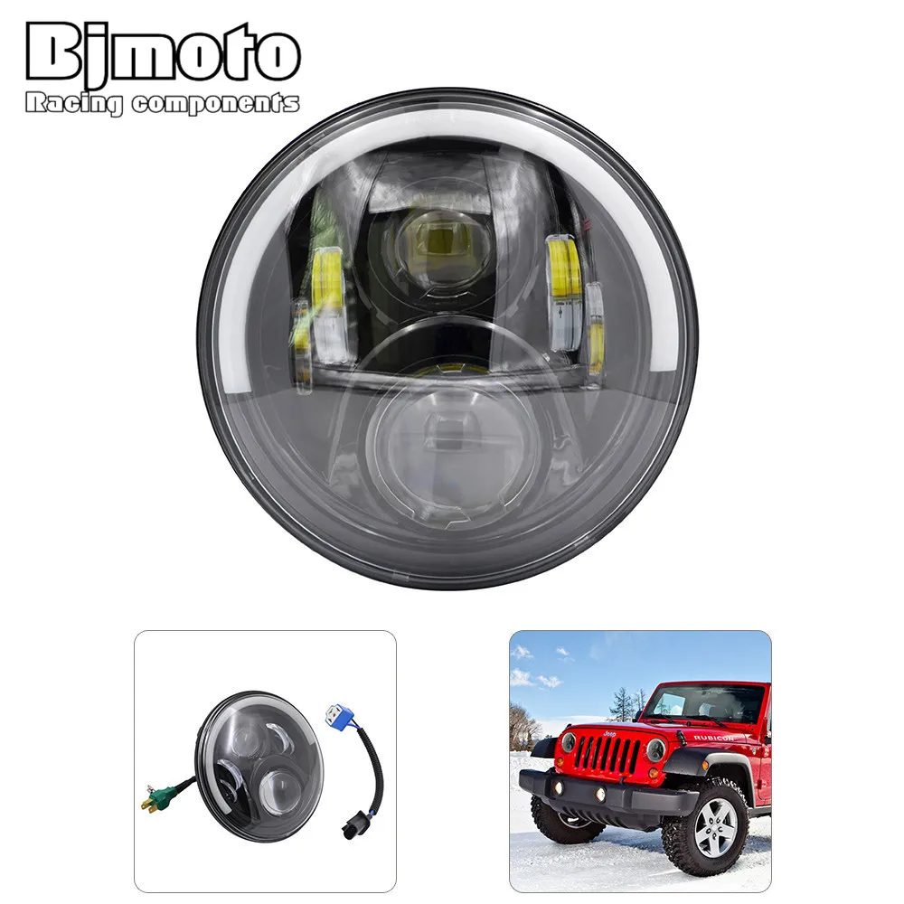 

7inch LED Round Halo Headlights Car Motorcycle LED Headlights Motorcycle Projector 6500k LED Head Lamp For Jeep