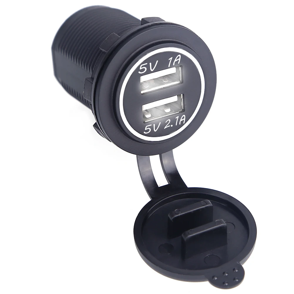 Белый 12-24 в USB зарядное устройство для мотоцикла Авто Грузовик ATV Лодка светодиодный автомобиль 3.1A двойной USB разъем зарядное устройство адаптер питания розетка питания - Название цвета: Белый