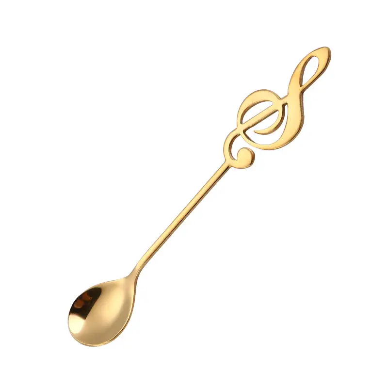 304 Stainless Steel Colorful Coffee Milk Stirring Teaspoon Portable Dessert Ice-cream Spoon with Music Note Handle 15.5*2.5cm | Дом и сад