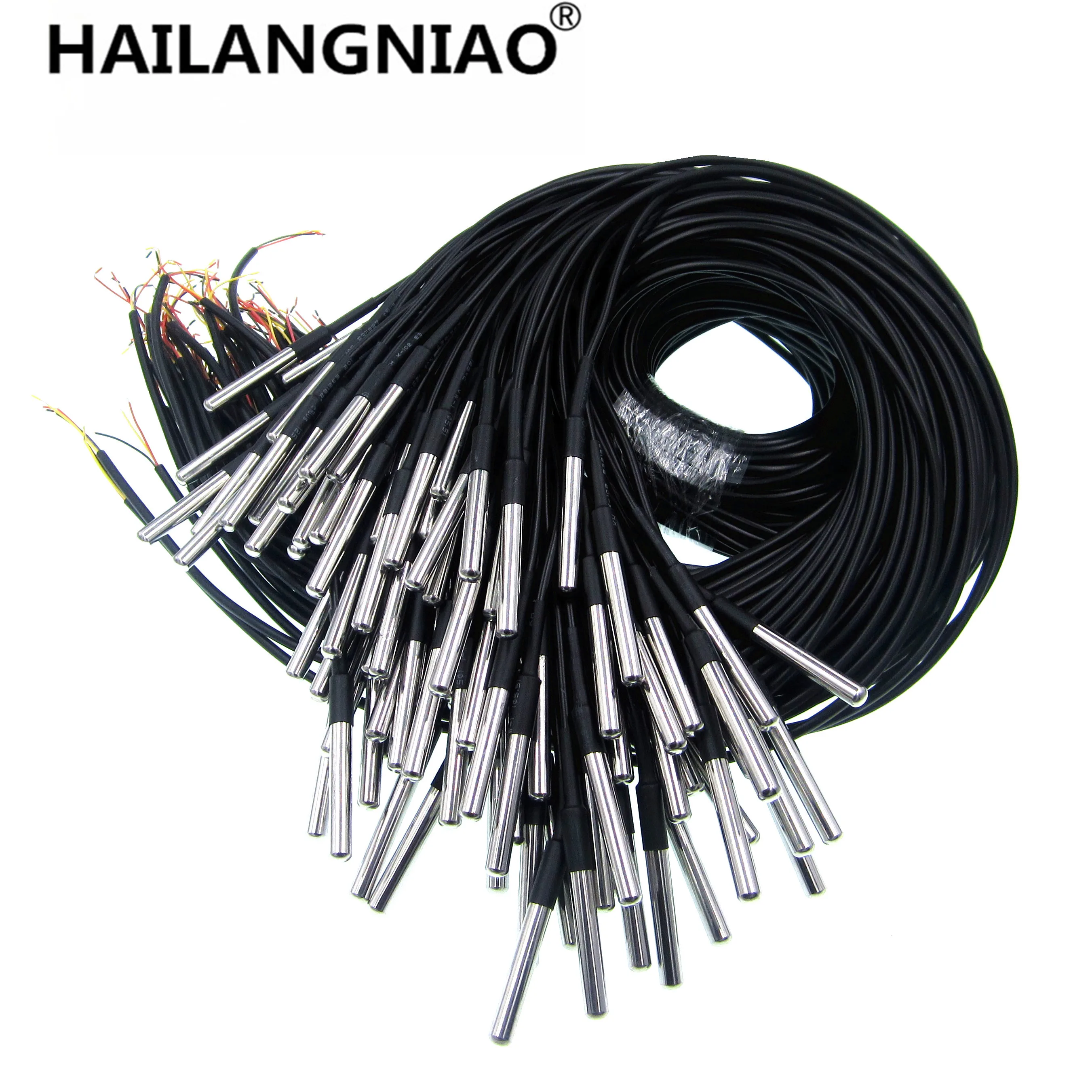 

10PCS Waterproof 18B20 temperature probe temperature sensor Stainless steel package -100cm wire (DS18B20)