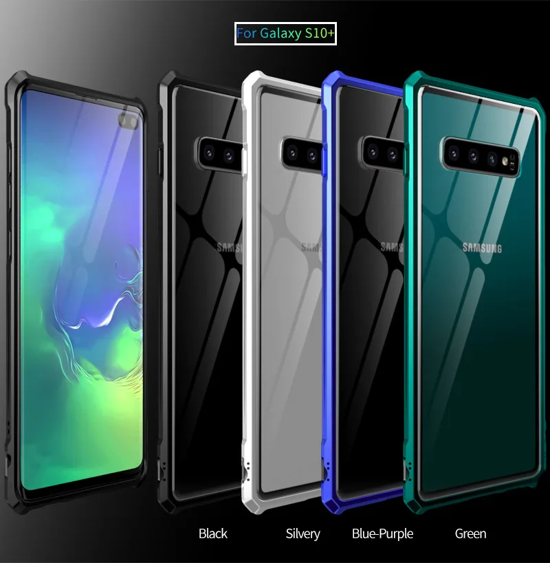 Роскошный металлический бампер, чехол для samsung Galaxy S10 Plus S10E чехол, стеклянная задняя крышка для samsung S10 Plus чехол s Armor S10Plus E