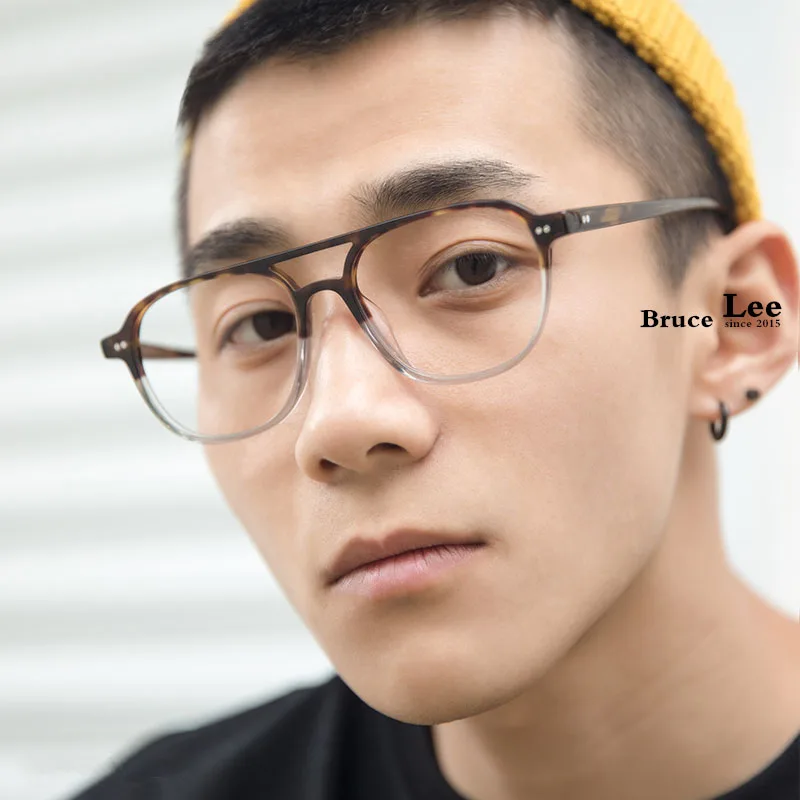 Высококачественные ацетатные очки пилот двойной средний луч зеркальная оправа