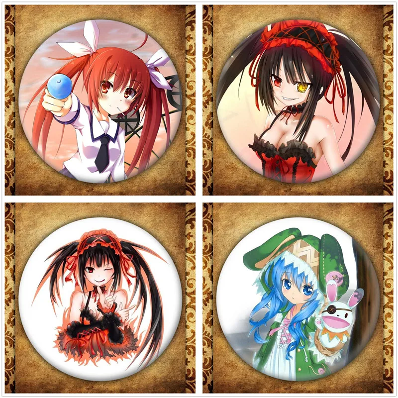 

Anime Date A Live Display Badge Japanese Cartoon Figure Yatogami Tohka Yoshino Itsuka Brooch Pins Bag Decoration Collection