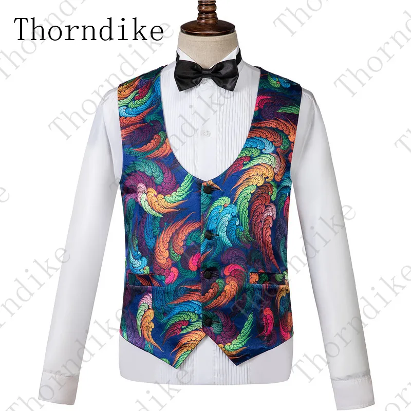 Мужской костюм из трех предметов Thorndike модные однобортные смокинги с цветочным