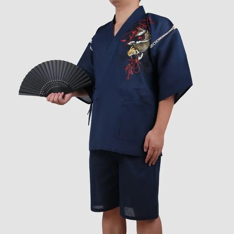 Кимоно мужское из хлопка юката Традиционная японская Пижама спортивный костюм с