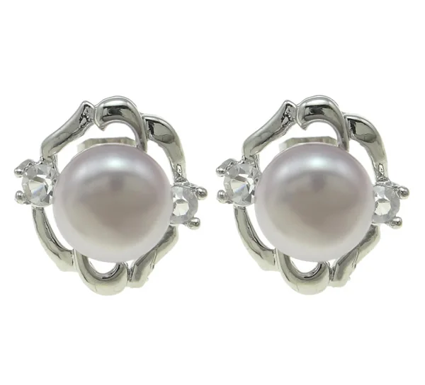Лидер продаж серьги гвоздики из натурального пресноводного жемчуга серебристые