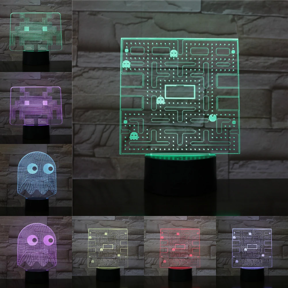 Мультипликационный USB Pac man игровой тематический цветной ночник светодиодный