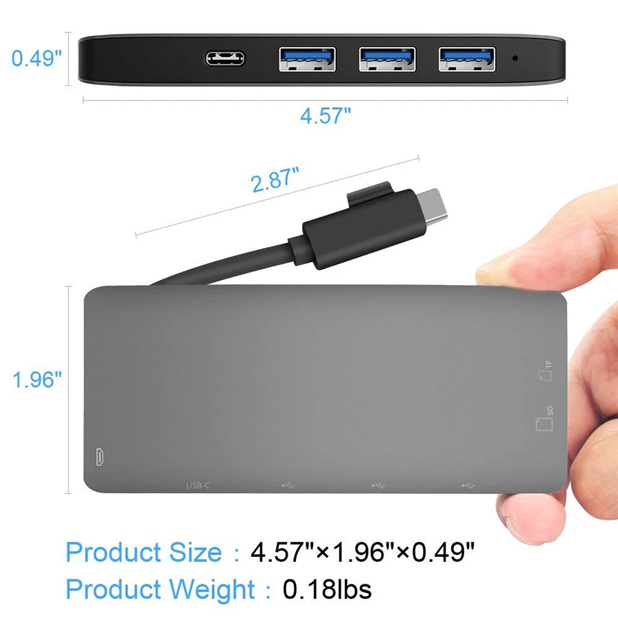 Новый 7 в 1 USB C концентратор на 3 * 0 складной кабель Type порт адаптер для lightning 4K HDMI
