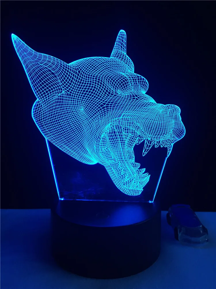 3D лампа в виде головы волка светодиодная RGB USB ночсветильник для настроения