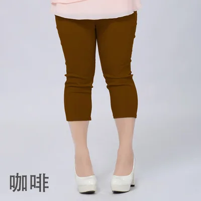 Женские эластичные брюки размера плюс, 6XL, 5XL, 4XL, хорошее качество, очень большой размер, женские Капри, супер эластичные летние брюки - Цвет: Brown