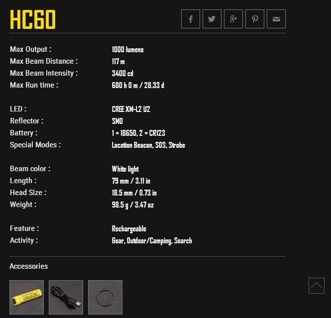 2016 новое поступление Nitecore HC60 налобный фонарь CREE XM-L2 U2 1000 люмен Водонепроницаемый
