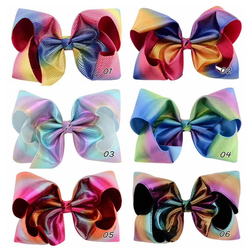 

Fashion Girls Hair Accessories 8 Inch Colorful Hair Bows with Hair Clip Boutique Kids Ponytail Holder Headwear Barrttes Hairpins