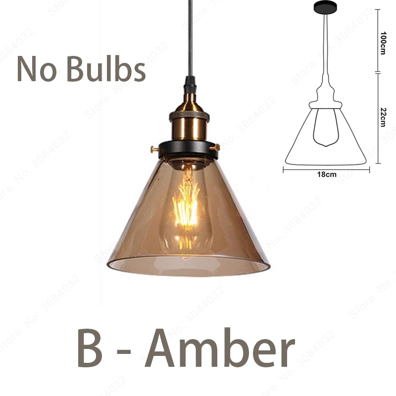 Amber-B BDBQBL светодиодный Лофт винтажная подвесная люстра, подвесные светильники подвесной светильник стеклянный канат промышленный дымчатый серый Colgante Luster кухонный сад - Цвет корпуса: Amber-B