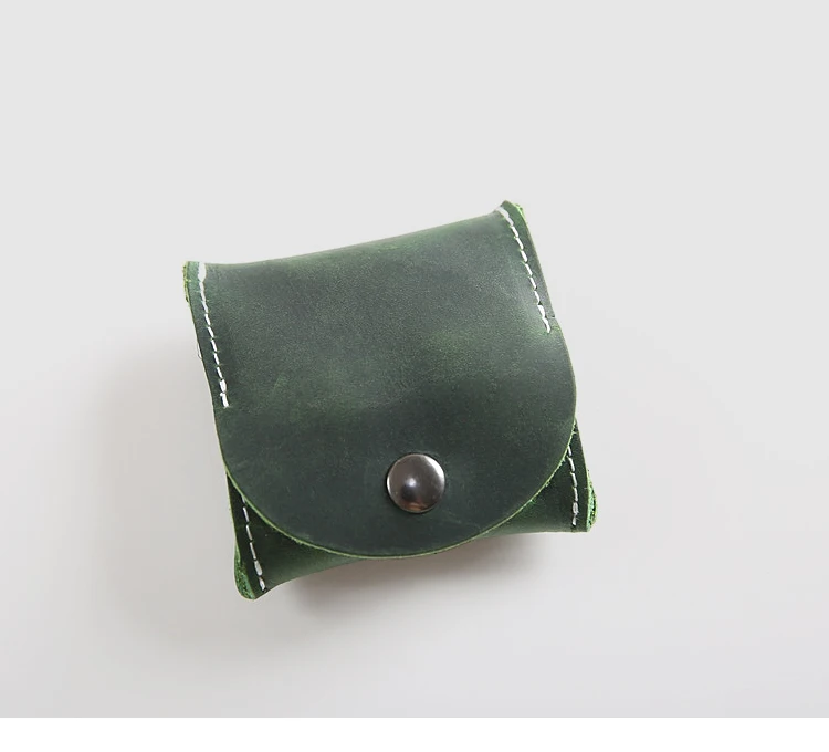 Green Leacool Для мужчин Для женщин Пояса из натуральной кожи портмоне мини небольшой кошелек женский из натуральной коровьей кожи Креативный дизайнер индивидуации мешок монет - Цвет: Green