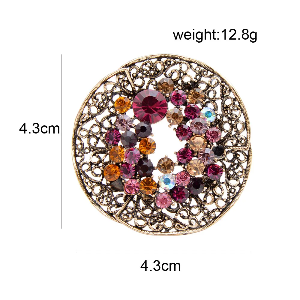 CINDY XIANG 3 Colors Rhinestone Vintage Fashion Round Circle Brooches For Women Coat Pins Shining Luxury Autumn Brooch Good Gift