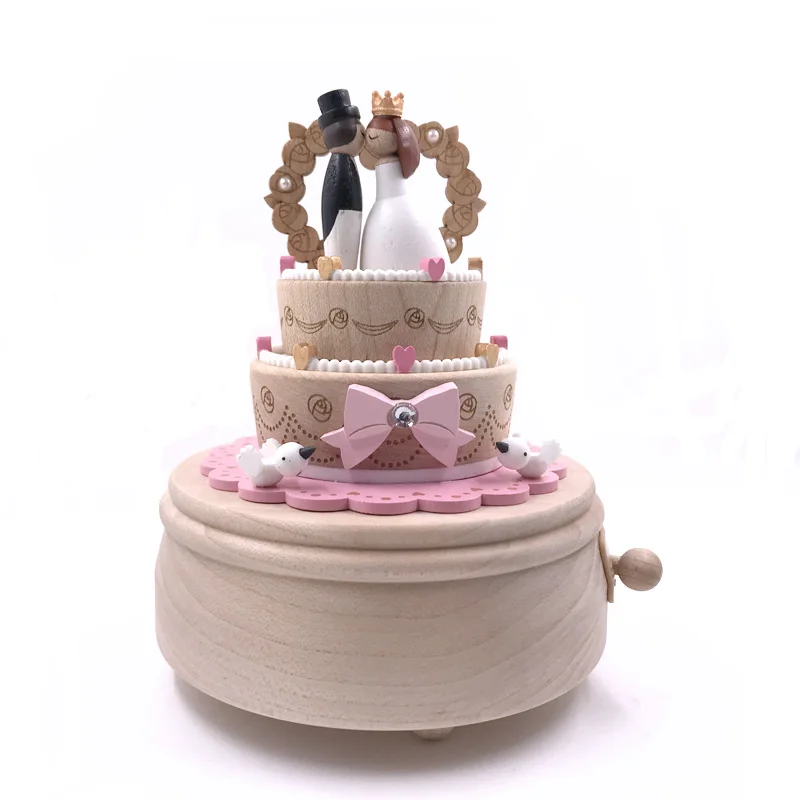 

Morijo Christmas Valentine's Day Wedding Cake Wood Rotary Music Box Eight Music Box Gift