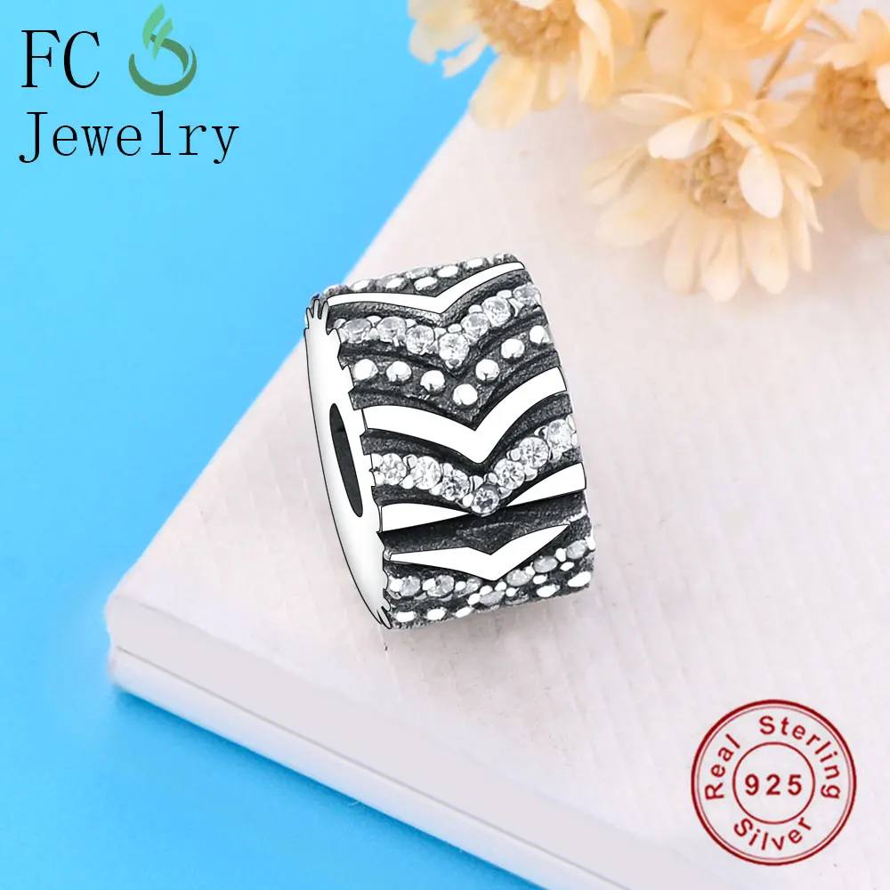 925 Sterling Silver Stylish Wish Clip Charm With Chevron Shapes Fit Original Bracelet Bead 2019 Spring DIY Jewelry | Украшения и