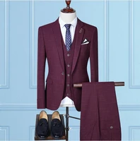 jacketvestpants 2019 high quality formal mens suit wedding blazer suit men burgundy black grey terno masculino slim fit suit