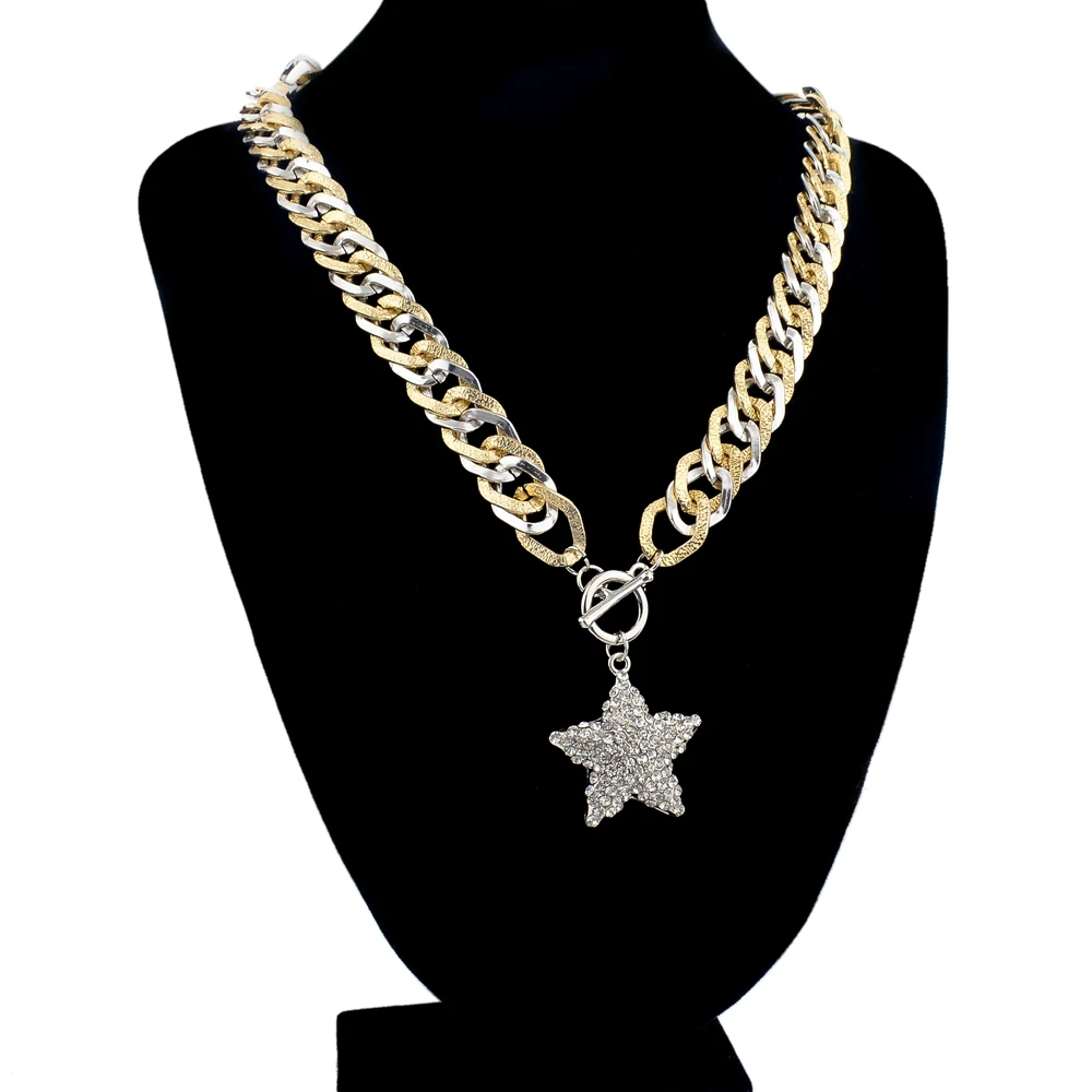 Подвеска в виде звезды со стразами LongWay длинное ожерелье цепочка золотого цвета